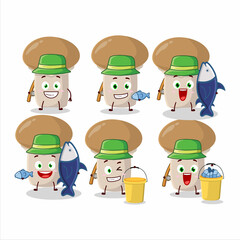 A fisherman champignon cartoon picture catch a big fish