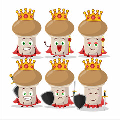 A Charismatic King champignon cartoon character wearing a gold crown