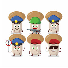 A dedicated Police officer of champignon mascot design style