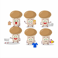 A Rich champignon mascot design style going shopping