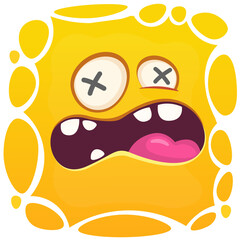 Angry cartoon monster character face expression. Illustration of cute and scary mythical alien creature. Halloween design