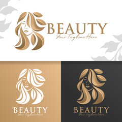 natural gold woman logo template