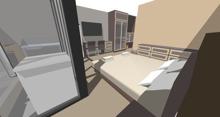 Fototapeta na wymiar 3D illustration of residential room