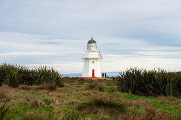 Fototapeta na wymiar Waipapa lighthouse in the Catlins New Zealand and surrounding landscape