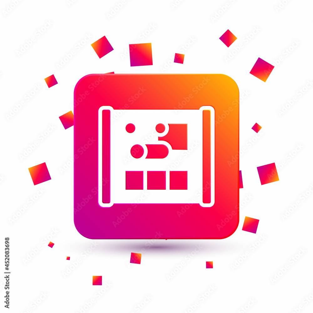 Poster white graphing paper for engineering icon isolated on white background. square color button. vector