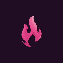 Abstract Fire Flame Symbol Logo Icon Vector with Gradient Color