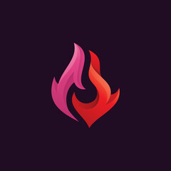 Abstract Fire Flame Symbol Logo Icon Vector with Gradient Color