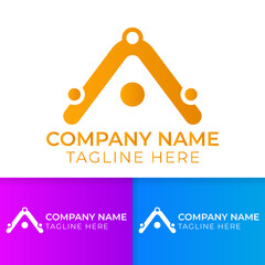 AV logo design. A and V letter logo with blue and orange color good for business or company