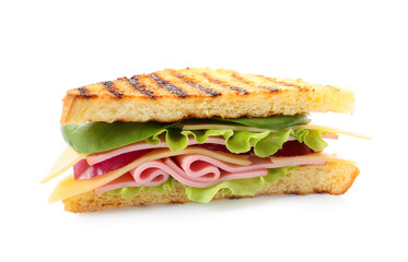 Tasty sandwich on white background