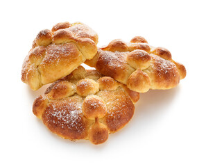 Bread of the dead on white background. Celebration of Mexico's Day of the Dead (El Dia de Muertos)
