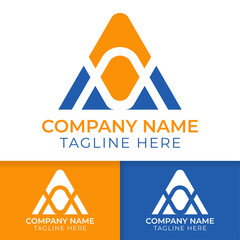 initial letter a logo design. blue and orange letter a logo design good for company and business