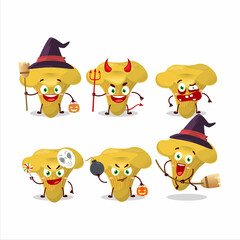 Halloween expression emoticons with cartoon character of chanterelle