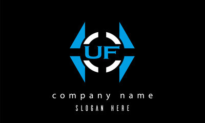 UF creative polygon with circle latter logo design