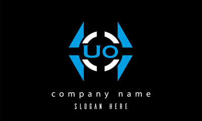 UO creative polygon with circle latter logo design