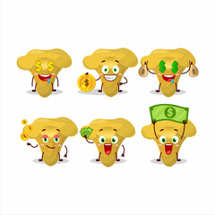 Chanterelle cartoon character with cute emoticon bring money