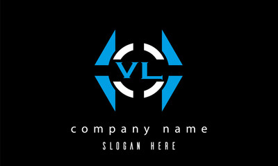 VL creative polygon with circle latter logo design