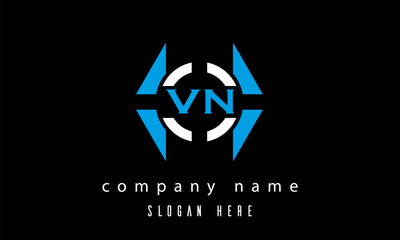 VN creative polygon with circle latter logo design