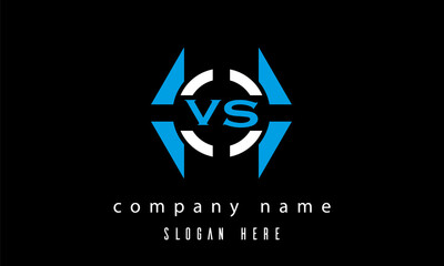 VS creative polygon with circle latter logo design