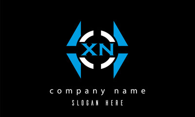 XN creative polygon with circle latter logo design