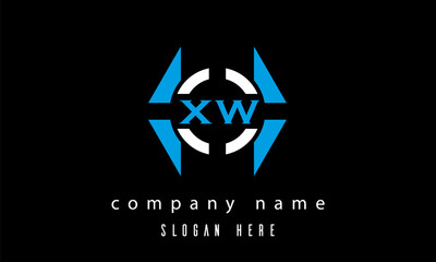 XW creative polygon with circle latter logo design