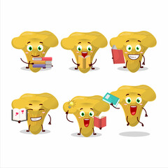 A picture of chanterelle cartoon character concept reading an amusing book