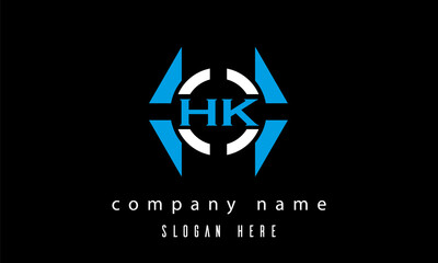 Obraz premium HK creative polygon with circle latter logo design