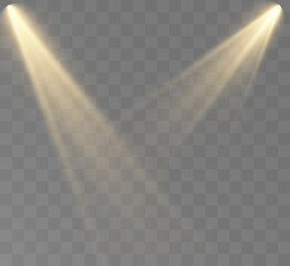 Light sources, concert lighting, stage spotlights. Studio lighting beam concert club stage lighting show.