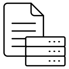 A linear design icon of folded paper, server file vector