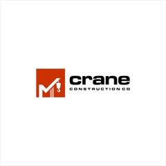 crane logo and abstract letter m vector