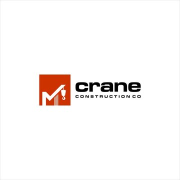 crane logo and abstract letter m vector