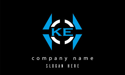 KE creative polygon with circle latter logo design