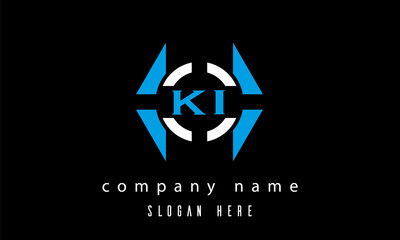 KI creative polygon with circle latter logo design