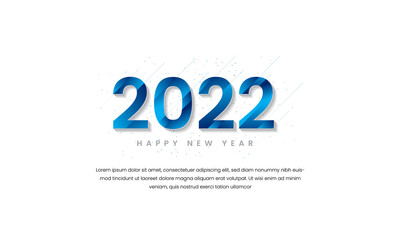 Happy new year 2022 abstract design with blue gradient