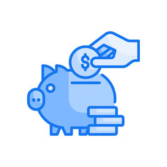 money saving vector blue colours icon style illustration. EPS 10 File