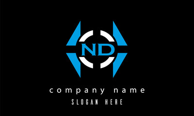 Obraz premium ND creative polygon with circle latter logo design