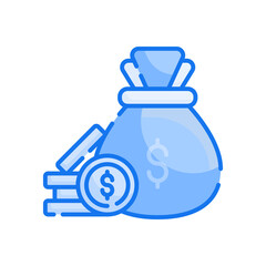 cash collection vector blue colours icon style illustration. EPS 10 File