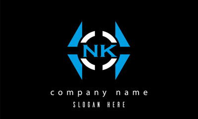 NK creative polygon with circle latter logo design