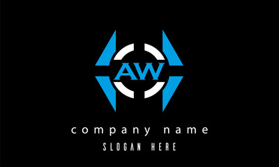 Obraz premium AW creative polygon with circle latter logo design vector