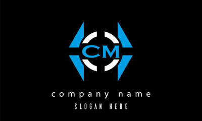 CM creative polygon with circle latter logo design vector