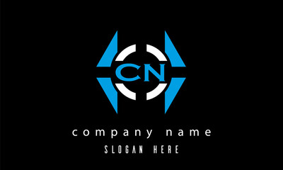 CN creative polygon with circle latter logo design vector