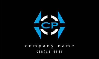 CP creative polygon with circle latter logo design vector