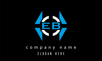 EB creative polygon with circle latter logo design vector