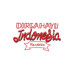 Hand drawn lettering word happy independence day indonesia