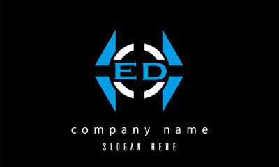 ED creative polygon with circle latter logo design vector