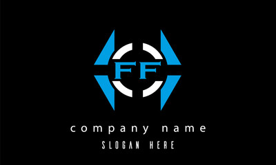 Obraz premium FF creative polygon with circle latter logo design vector