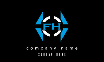 FH creative polygon with circle latter logo design vector