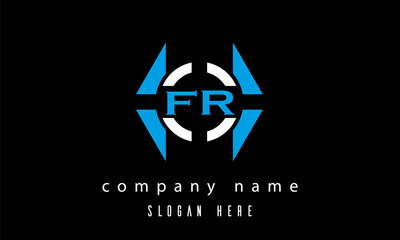 FR creative polygon with circle latter logo design vector
