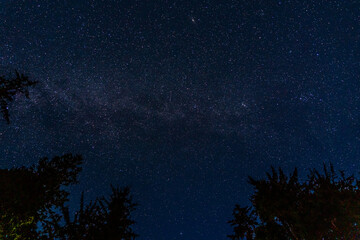 Fototapeta na wymiar Night sky filled with galaxy stars dark blue space background.