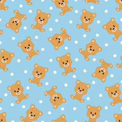 Cute cartoon bear. Vector illustration. Seamless pattern.	