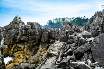 三陸復興国立公園にある唐桑半島の巨釜半造の奇岩
